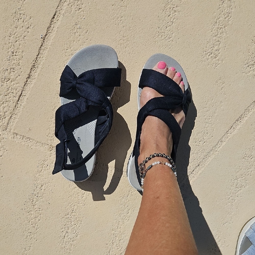 Navy Blue Bow Sandals